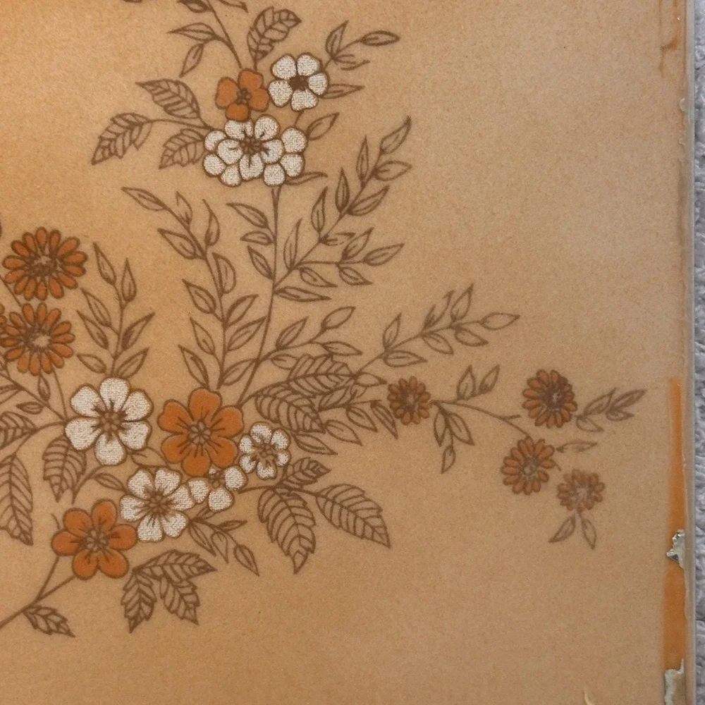 Vintage Tile 6x6‎ Beige with Orange and White Flowers Made in Italy